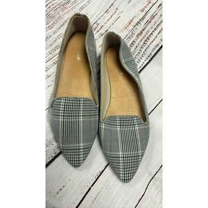 H&IN Women's Plaid Pointed Toe Flats Comfortable Slip‎ On Loafers